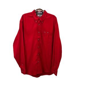 Larro Shirt Red Pearl Snap Button Long Sleeve Western Shirt Mens Size XL Cowboy